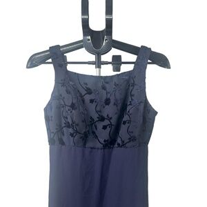 Rhapsody Ltd‎ Blue Embroidered Square Hugh Neckline 90s Vintage Dress Size 8